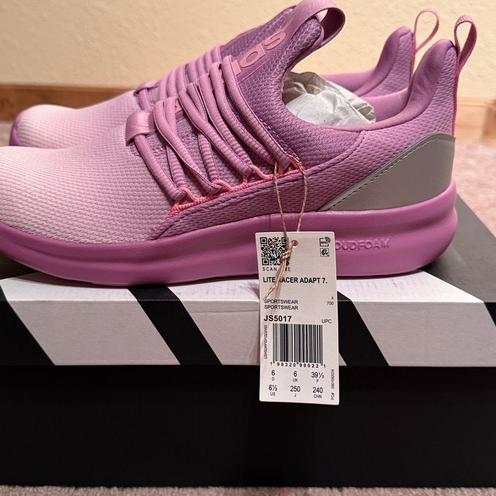 Addidas Womens Pink Knit Athletic Sneakers - Lightweight Comfort - Picture 6 of 16